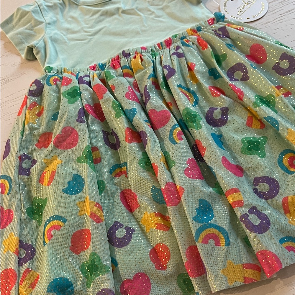 Sweet Wink Lucy Charma Mint Green Kids Dress Rainbow 2T 3T 4T - Picture 2 of 3